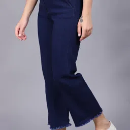 selvo Women Flared High Rise Dark Blue Jeans image 3