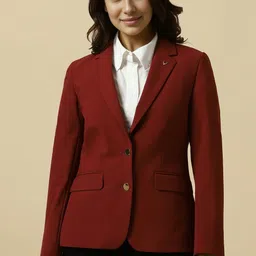 allen solly Women Solid Single Breasted Formal Blazer-picture-25