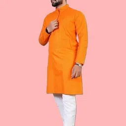 omkar enterprisess Men Cotton Blend Kurta Pyjama Set-picture-22