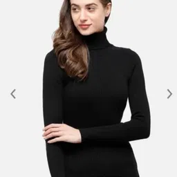 shunit creation Women Self Design High Neck Black Sweater-picture-13