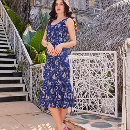 purvaja Women Bodycon Blue Midi/Calf Length Dress image 3