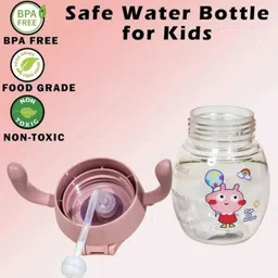 goodies outlet Cute Baby Sipper Bottle with Handles & Strap 340ml, Soft Silicone Spout & Straw image 4