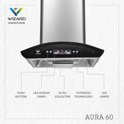 wizard AURA 6O Auto Clean Wall Mounted Silver, Black 1000 CMH Chimney image 4