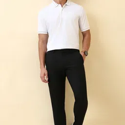 allen solly Men Regular Fit Black Polyester Trousers image 2