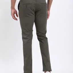indian terrain Men Tapered Green Cotton Blend Trousers image 2