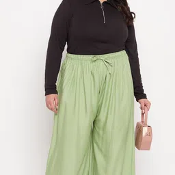 vizcon hub Women Loose Fit Light Green Viscose Rayon Trousers image 5