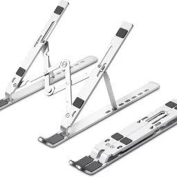 Samarth Foldable Portable Laptop Stand Desktop Tablet Stand FR05 Aluminium Floor and Laptop Stand with Adjustable Height with Universal Laptops Aluminium Desk Stand Laptop Stand with Adjustable Height Compatible with 40 - 44cm Laptops-picture-15