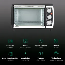 BAJAJ 2000 TM 20L Oven Toaster Grill with Rotisserie Technology (Black & Silver) image 3