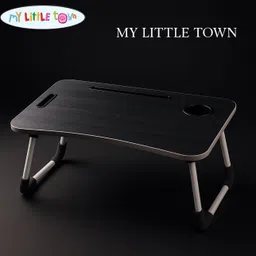 my little town Black Study Table |Portable Laptop Table| Foldable table | Lapdesk Black Wood Portable Laptop Table image 5