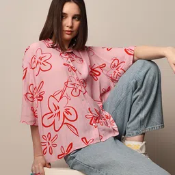 Women Relaxed Fit Fit Printed Spread Collar Casual Shirt-image-33