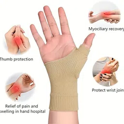 mil9us Elastic Wrist Support Thumb Support Brace with Gel Wrist Support image 3