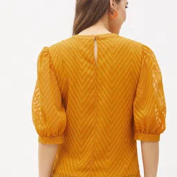 harpa Casual Puff Sleeves Self Design Women Yellow Top image 2