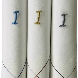 PASSION FROM OMTEX Men's Initial I Alphabet Monogram ["White With Embroidary & Colored Border"] Handkerchief-image-13