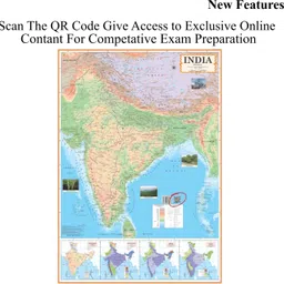 editone enterprises India Physical Map 28x40 Inch (70x100 cm) – Premium 90 GSM Thick Paper | Extra Quality Print | Latest QR Code Edition | Ideal for SSC, UPSC & Competitive Exam Preparation | Durable & Detailed Wall Map Paper Print Paper Print Paper Print image 2