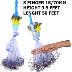 yashnet GILLNET 3 FINGER HEIGHT 4 FT LENGHT 50 FEET Fishing Net image 4