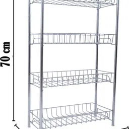 glocy Utensil Kitchen Rack 4 Tier Stainless Steel Kitchen Storage Rack | Countertop Organizer (pack of 1) Steel image 2