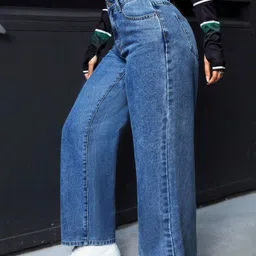 glossia Women Boyfriend High Rise Blue Jeans image 5