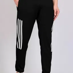 lysoric Men Striped Black, White Track Pants image 4