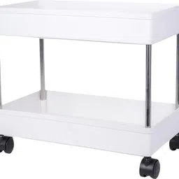 aexoniz toys WHITE Color,2 Layer Kitchen Storage Rack,Vegetable Basket Racks for Office Plastic Kitchen Trolley image 4