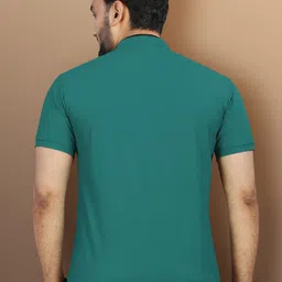 vebnor Men Solid Polo Neck Polyester Blue T-Shirt image 2