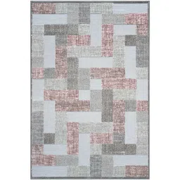 obsessions Cream and Grey Geometric 3x5 Feet Machine Made Carpet image 2