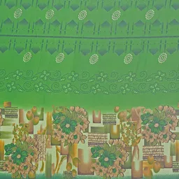 SAADHVI Set Of 2 Beige & Green Floral Pure Georgette Saree image 4