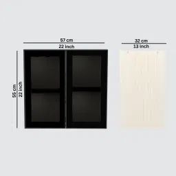 specialitypanels Aluminium Black Profile 2 Grey Tinted Glass handless shutters Wall Cabinet in Highland Pine Finish image 2