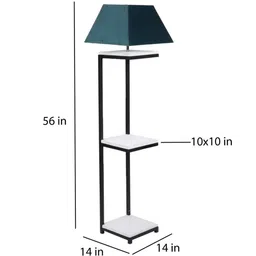 sapphire Faraday Grey Fabric Shade Shelf Floor Lamp With Wood Base image 3