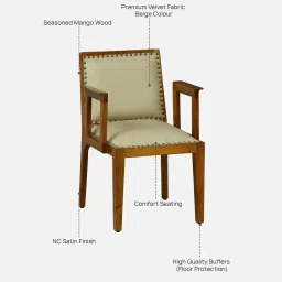 woodsworth from pepperfry Bochov Mango Wood Arm Chair In Rustic Teak Finish image 3