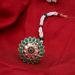 Silvermerc Designs Gold-Plated Pearls Studded Maang Tikka Head Jewellery-picture-31