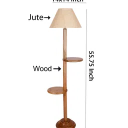 new era Classic Wooden Floor Lamp with Jute Shade (Natural & Beige) image 3