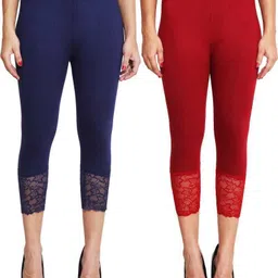 snowball Women's Stylish Net Capri Leggings Women Dark Blue, Maroon Capri-picture-10