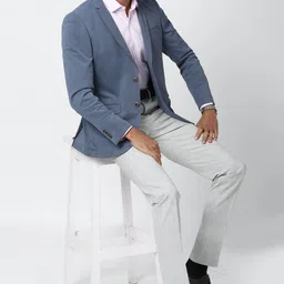 peter england Men Solid Single Breasted Formal Blazer-picture-34