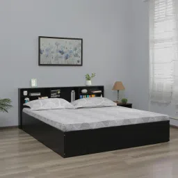 mintwud from pepperfry Seto King Size Bed in Wenge Finish with Box Storage & Headboard Storage image 1
