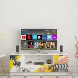 sivom Zebra Digitally Printed TV Entertainment Unit With UV Protected Coating & Storage In White Finish image 1