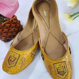 fulkari Women's 3D Dulhan Gold Zarriwork Genuine Soft Leather Jutis | Bite and Pinch Free Juttis | Punjabi Jutti | Girl's Office Flat Ladies Mojari | dailywear Ethnic Juti | image 1
