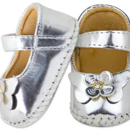 neska moda 6 To 12 Months Baby Girls Synthetic Leather/Rexine Floral Baby Sandal Booties -BT1208 image 1