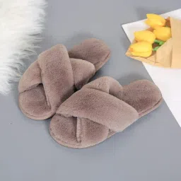 bleqys Slipper For Women's Flip Flops Fur Winter Fashion Anti Skid Slip Soft Warm Cloth Woolen Winter House Slippers for Women Girls image 5