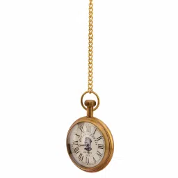 kartique Antique Style Brass Pocket Watch with Chain in Roman Numbers, Queen Victoria | Vintage Style Gandhi Watch image 4