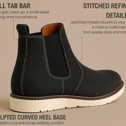 kraasa Mens ZYRO Slip On Casual Chelsea Boots | High Tops, Soft Cushioned Insole, Comfortable Fit, Trendy, Fashion, Stylish Boots image 4