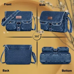 zainto Eco-Friendly Denim Messenger Sling Bag for Men & Women - Upcycled Sustainable Fashion, Durable & Stylish Crossbody Bag image 1