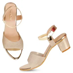 smart & sleek Women's Sequins Block Heels Fashion Sandals for Women & Girls latest Collection & Stylish ComfortableAB35. image 5