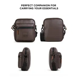 counselor Vegan Leather Sling Bag for Men and Women, Crossbody Bag with Adjustable Strap, Zipper Closure, Multiple Compartment, Lightweight Stylish Mini Side Bag for Daily Use, Travel image 5