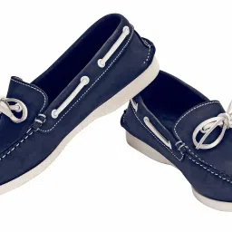 tzaro Navy Blue Genuine Leather Boat Shoes - INS Virat image 4