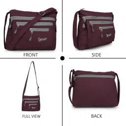 lasso Stylish Multi-Pocket Crossbody Waterproof Sling Bag For Women with Adjustable Strap | Stylish Latest Ladies one side bag and purse for women & girls | 5 L Capacity & 5 Multiple Pockets with Zip image 3