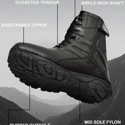 warnex Rapid Response Army & Tactical boot side zip Genuine Leather Light Weight Shoes Boots For Men image 4