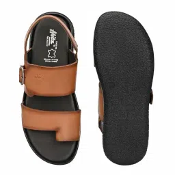 hitz Men's Tan Leather Toe Ring Sandals with Buckle Closure image 5