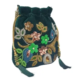 amerie fashions Embroidered Women's Floral Potli Bag Purse for Party Wedding image 1