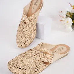 the white pole Slip on Slides Flat Mules Bellies Jutti Sandals for Women and Girls image 1
