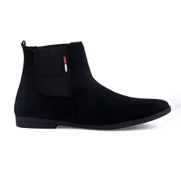 mochites Chelsea Suede Leather Black Trendy Stylish Slip-On High Ankle Length Mens Casual Chelsea Boots For Men (RJ8300-MC) image 3